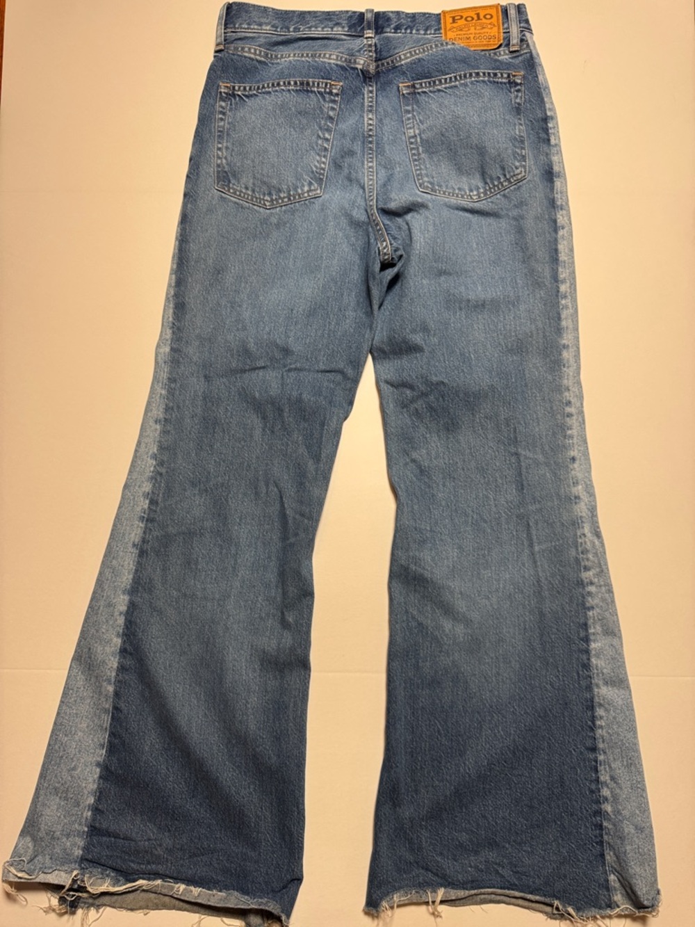 POLO by Ralph Lauren Women's Paneled Flare Premium‎ Denim Jeans Raw Hem Boho 29